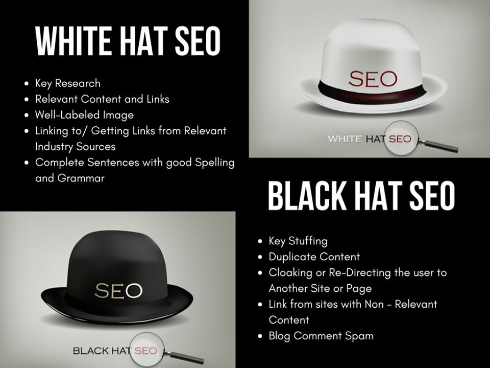 ما الفرق بين سيو القبعة السوداء والبيضاء black hat vs white hat؟
